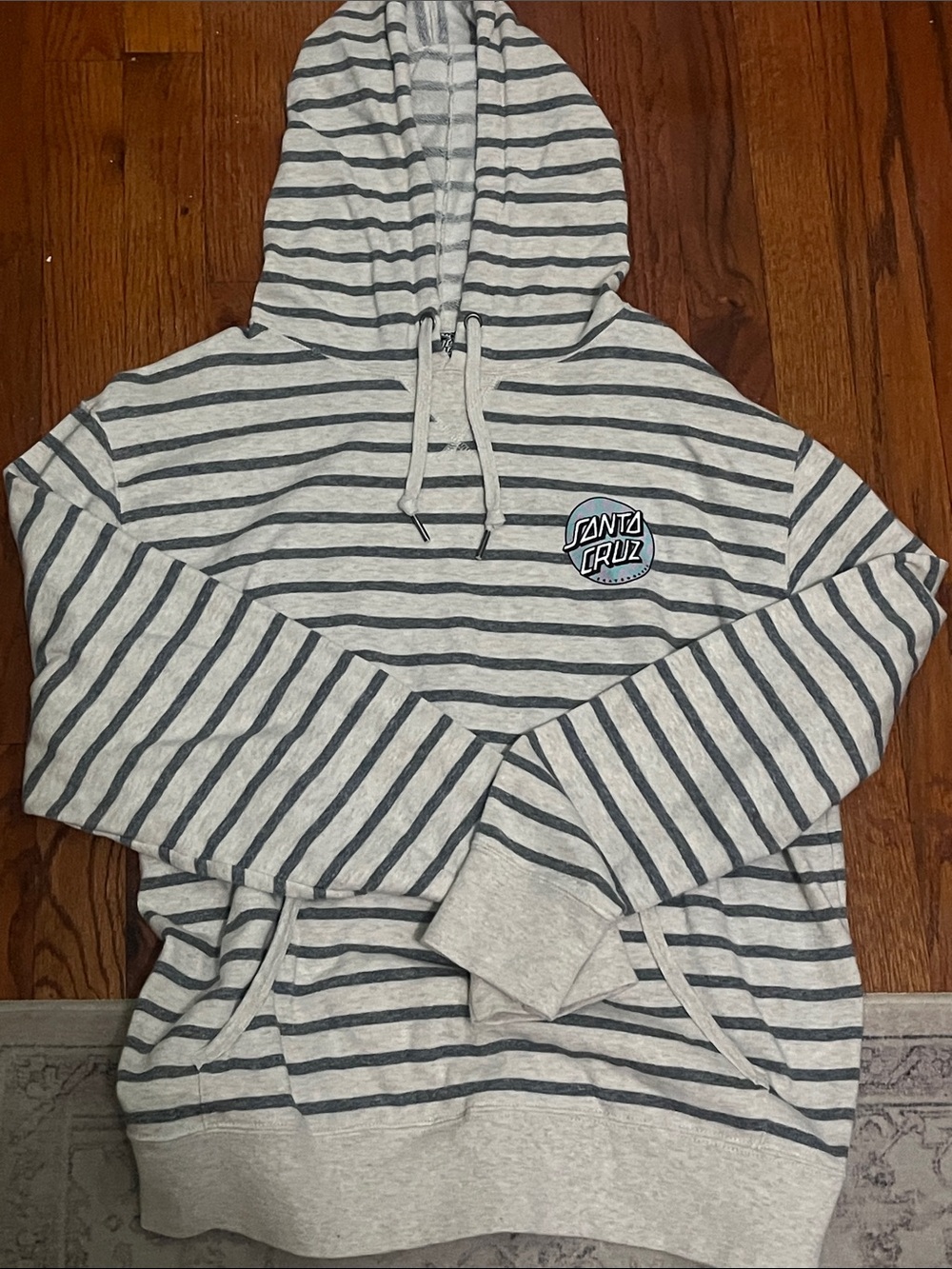 Santa Cruz Striped Hoodie - Cream & Gray